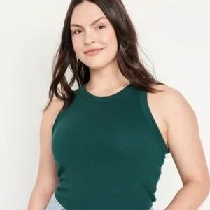 Dark Green High Neck Tank Top